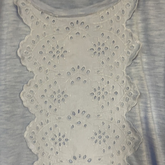 Talbots L  baby blue tank top  with eyelet Lace, L - Picture 5 of 7